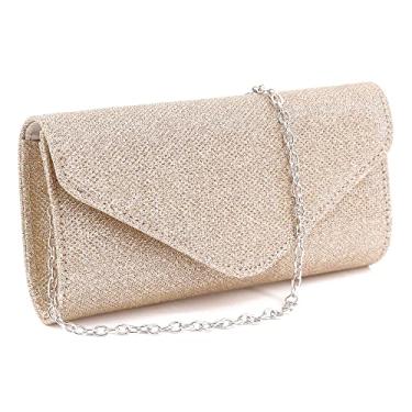 Imagem de Elenint Bolsa feminina de tecido brilhante envelope para noite, bolsa clutch para festa de casamento, formatura, Estilo Pequeno Xadrez Rosa Damasco Brilhante, One Size