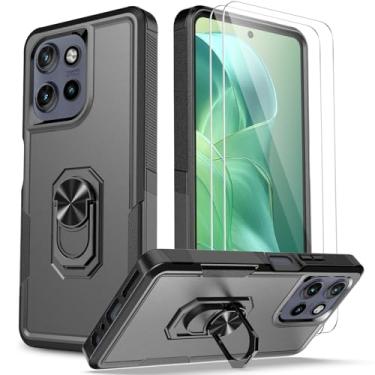 Imagem de FollmeAir Capa para Motorola Moto G 5G 2025 com protetor de tela, resistente à prova de choque, camada dupla, proteção de nível militar, à prova de quedas, capa robusta com suporte embutido (preto