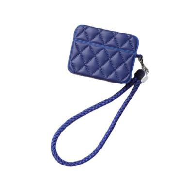 Imagem de Capa de fone de ouvido para AirPods Pro, elegante capa de silicone macio, capa protetora para AirPods Pro, capa protetora para fones de ouvido + cordão azul