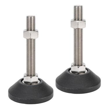 Imagem de 2PCs M16 Pés Niveladores de Aço Inoxidável Móveis Ajustáveis ​​Niveladores de Mesa Antislip Legeadores Perna Com Base Redonda para Cadeiras Tabelas Móveis de Pátio de Gabinete
