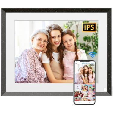 Imagem de Moldura digital WiFi de 9,7 polegadas – Moldura digital de tela sensível ao toque IPS de 32 GB, sensor de movimento, rotação automática, montagem na parede, nuvem gratuita, compartilhe vídeos por