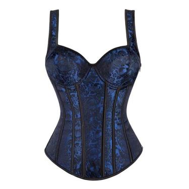 Imagem de Corpete Corset Espartilho Overbust Cores Alça Zíper Vintage - Modas Fa