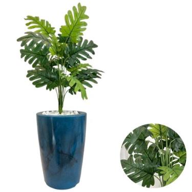 Imagem de Planta Artificial Bananinha +Vaso Marmorizado Pedras Brancas - PlantaI