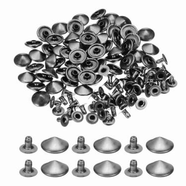 Imagem de PATIKIL Rebites de ponta de 12 mm, 100 conjuntos de tachas quadradas, rebites punks rápidos, decoração de artesanato em couro para pregos, roupas, cintos, bolsas, sapatos, preto