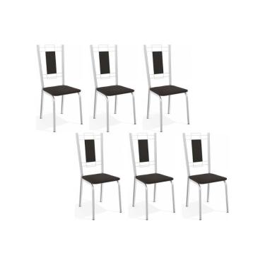 Imagem de Kit 6 Cadeiras Sala Jantar Florença C005 6 Un Cromada Preto 110