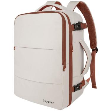 Imagem de Mochila Taygeer para mulheres de 40 litros com compartimento para laptop branca cáqui