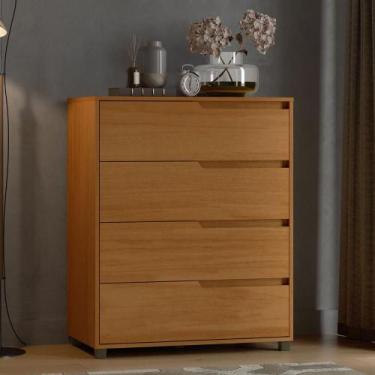 Imagem de Cômoda Quarto 80cm x 104cm com 4 Gavetas Usinadas 100% MDF - Casamia Q