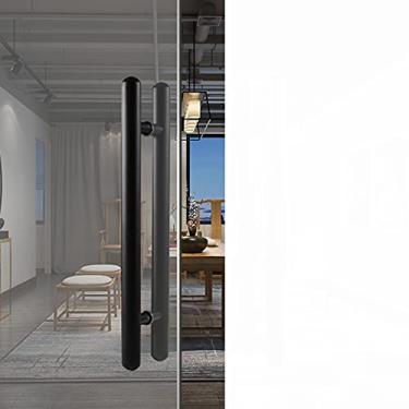 Imagem de Maçaneta de porta de vidro, puxadores de porta resistentes, apoio de braços para porta de correr de escritório de um lado de madeira maciça, com acessórios de aço inoxidável preto/1000 mm (preto 1200