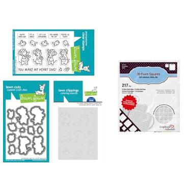 Imagem de Lawn Fawn It's a Bird Conjunto de carimbos transparentes de 7,6 x 10 cm, matrizes coordenadas, estêncil, adesivos de scrapbook, quadrados de espuma