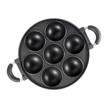 Imagem de GEUGECY Forma de ferro fundido com alça, forma de bolo de ferro fundido pré-temperada, 7 formas de bolo para assar, forma de muffin antiaderente, utensílios de cozinha para scones, muffins de milho