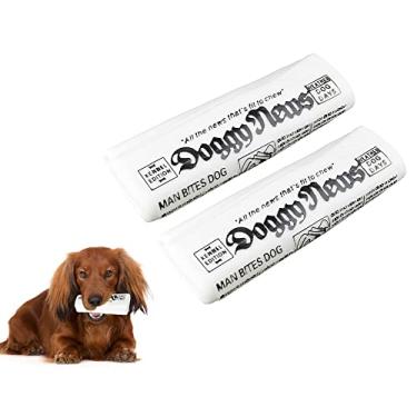 Imagem de GabeFish 2 peças de brinquedos de jornal estridentes para cães, brinquedos engraçados para mastigar cães, brinquedo interativo para cães pequenos, brinquedos para mastigar filhotes para dentição