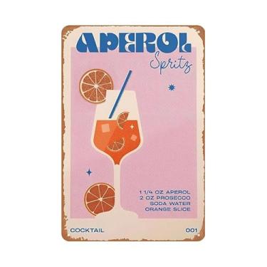 Imagem de Letnspk Pôster de placa de metal vintage Aperol Spritz coquetel decoração de parede presente para cozinha banheiro bar pub clube homem caverna 20 x 30 cm