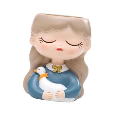Imagem de Generic Decoração de vaso de jardim de tacadas de maconha de girl plantador decorativo com buraco de drenagem vaso de flores para o garden office mesa de, Cisne