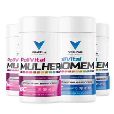 Imagem de Vitalplus Premium Polivitamínicos KIT 2 Unidades Homem + 2 Unidades Mulher - 60 Cápsulas por frasco