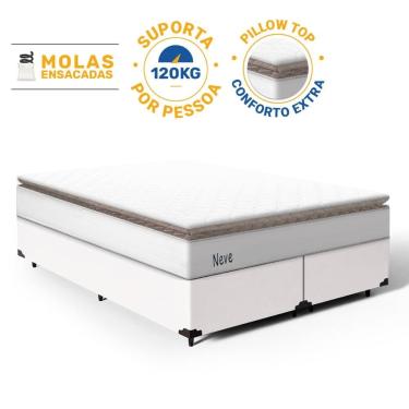 Imagem de Cama Box com Colchão de Molas Ensacadas Pillow Top Neve Queen 158cm