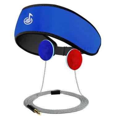 Imagem de MMUSS Fones de ouvido ajustáveis para dormir, aquecedores de ouvido estéreo com protetores de ouvido, alto-falantes ultrafinos. Perfeito para dormir de lado, esportes, viagens, meditação (azul)