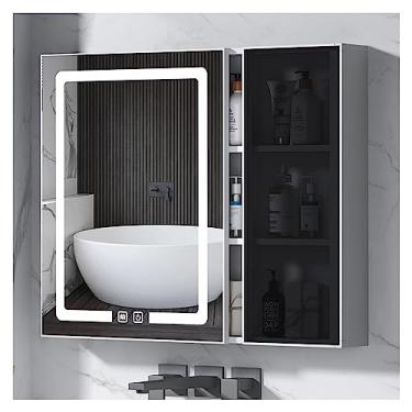 Imagem de AKALNNB Armário de remédios com luz, armário de espelho de parede com rack de armazenamento, alta definição, adequado para corredores, quartos e salas de estar