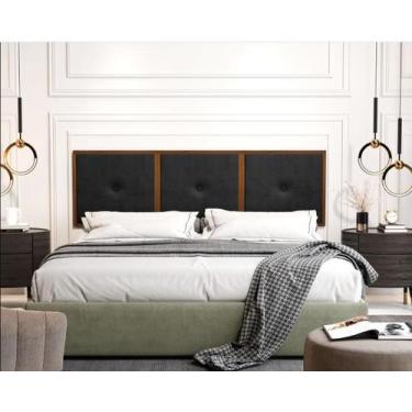 Imagem de Painel Davi Cabeceira Box King 1,95 Detalhe Madeira Suede - Comprar Mó