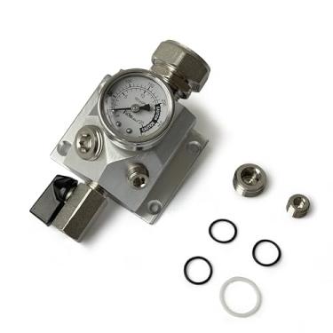 Imagem de Kit de coletor de alumínio 1/5.1 cm entrada NPT, 1/5.1 cm, saída NPT de 1/10.2 cm para compressor de ar de 3/10.2 cm barra coletora de sistema de tubulação de bloco de tubulação com medidor de pressão