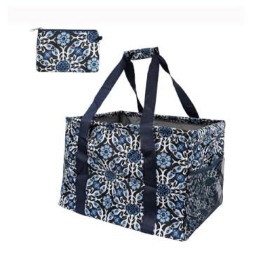 Imagem de Sacola utilitária extragrande – Bolsa dobrável grande com moldura de arame, durável e reutilizável para praia, compras, lavanderia, porta-malas, armazenamento e viagem – Inclui bolsa de 12 x 17 cm com