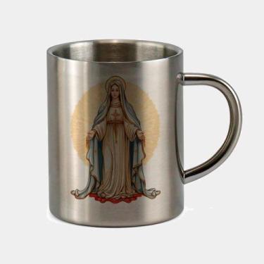 Imagem de Caneca de Inox Premium Prateada 400ml Santo Nossa Senhora de Fatima Ig
