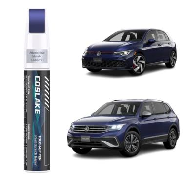Imagem de COSLAKE Tinta de retoque de carro (azul atlântico metálico (LC5B/H7)) para Volkswagen, kit de reparo de arranhões de pintura de carro, solução rápida e fácil de reparar, caneta removedor de arranhões