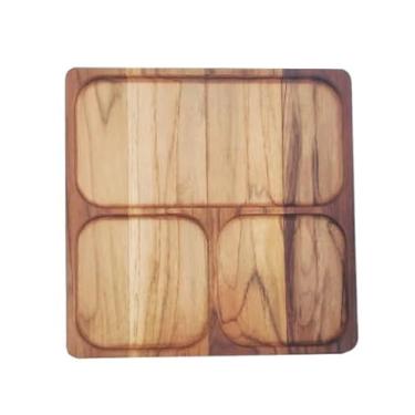 Imagem de Petisqueira Quadrada em Madeira Teca com Acabamento em Óleo Mineral