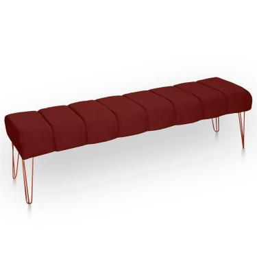 Imagem de Recamier Estofada Casal Queen Luxo Veludo Cor Marsala