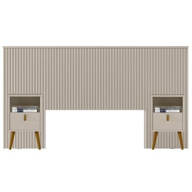 Imagem de Kit Cabeceira Casal 240cm Com Mesa De Cabeceira Off White