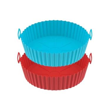 Imagem de Kit 2 Formas - Assadeiras em Silicone para Air Fryer, Microondas, Geladeira de 18cm x 4,8cm, Cores Sortidas, Resistente até 260°C.