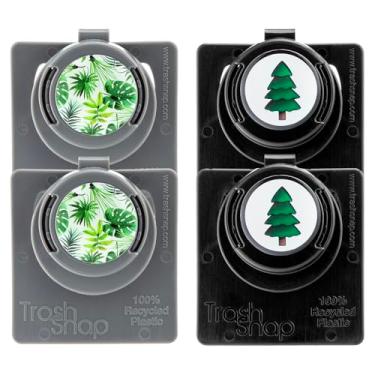 Imagem de Trash Snap Porta-sacos reutilizáveis para lixo e reciclagem | Ecológico, sistema de clipe adesivo para carro, trailer, casa, viagem, barco | Plástico reciclado Leaf me Alone + Tree Hugger - pacote com