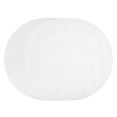 Imagem de HARFINGTON 100 peças de forros de fritadeira a ar, forros redondos de bambu com furos, folhas de papel pergaminho perfurado antiaderente, papel vaporizador descartável para fritadeiras a ar, cesta a