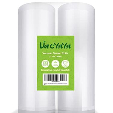 Imagem de Sacos de máquina de armazenamento de selagem a vácuo para selagem de alimentos da VacYaYa, para economizar alimentos e vídeo de Sous com livre de BPA, Branco, (2 Pack) 11" x 50' Rolls, 1
