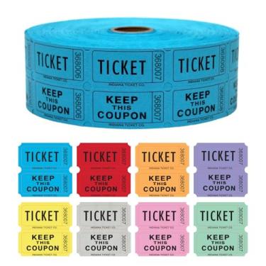 Imagem de INDIANA TICKET CO. 2.000 bilhetes Blue Raffle Double Roll, bilhetes para rifa 50/50 de qualidade premium, ingressos para eventos, carnavais, prêmios de porta, bebidas e mais