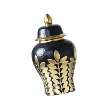 Imagem de Generic Jar de gengibre de cerâmica Vaso de ornamento de decoração de mesa de mesa com jarra de armazenamento de tampa para o escritório de festas Bookshelf