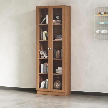 Imagem de Armário Estante Com 2 Portas De Vidro Cr25069 Amendoa