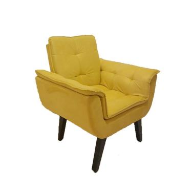 Imagem de Poltrona Decorativa Opala Plus Para Sala De Estar Quarto Escritório - Amarela . - Cor: Amarelo