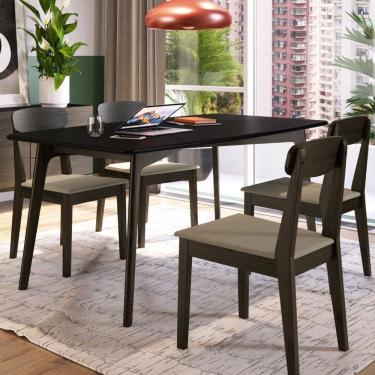 Imagem de Mesa De Jantar 6 Lugares 160X90Cm Tampo Mdf Moby Artemobili Preto/Nogueira