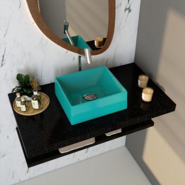 Imagem de Cuba De Apoio Para Banheiro Riviera Rt30 Retangular Compace Azul Turquesa