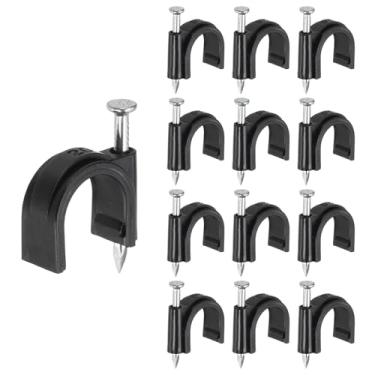 Imagem de PATIKIL Meia braçadeira J-Hook com prego 3/10.2 cm/20 mm, 190 peças Pex Pipe Fixture Cable Clip Wire Suporte de parede para tubulação CPVC Conexão de fixação de tubo de cobre, preto, prego longo de 40