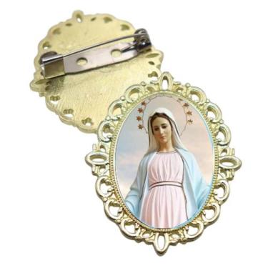 Imagem de Broche Dourado Rainha da Paz Terno Noivo lapela Qualidade Resinado Alt