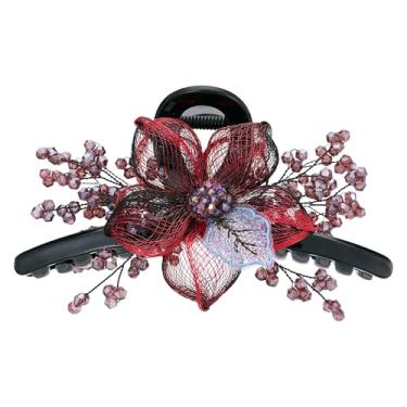 Imagem de Grampos de garra de cabelo de fio de cobre, presilhas de garra de metal com strass de alto nível tecidas à mão para mulheres, clipe de mandíbula de cristal de plástico grande, acessórios de estilo