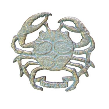 Imagem de AMAJY Base Para Panela De Ferro Fundido Com Estampa Caranguejo Verde-Azulado - Verde-Cobre Toque Dourado Decoração Mesa Náutica Tropical Protetor Costeiro Resistente Ao Calor Panelas, Frigideiras E