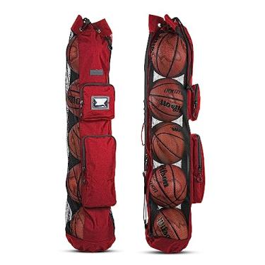 Imagem de Fitdom Bolsa De Malha Extragrande Para Equipamentos Basquete, Resistente, Com Alça Ombro, Treinador, 2 Bolsos Frontais, Acessórios Esportivos E Treinamento. Esta Transporte Equipe Pode Armazenar Até