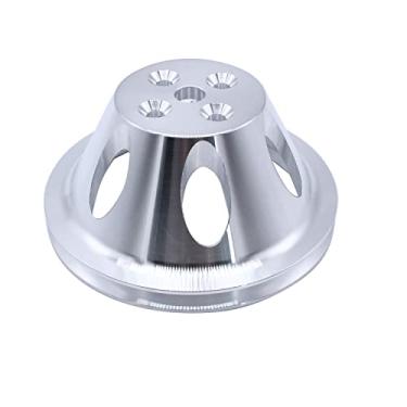 Imagem de SHLPDFM 1 Peça Polia Do Virabrequim Com Sulco Único E Bomba D'Água Superior Curta Compatível Bloco Pequeno Chevy 283 305 327 350, Alumínio Polido Inferior