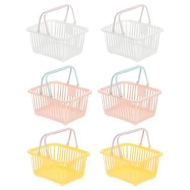 Imagem de PATIKIL 6 peças de cesta pequena de plástico, mini cesta de armazenamento de mercearia pequenas cestas de compras com alças organizador de água filtrada para organizar brinquedos, ovos, frutas