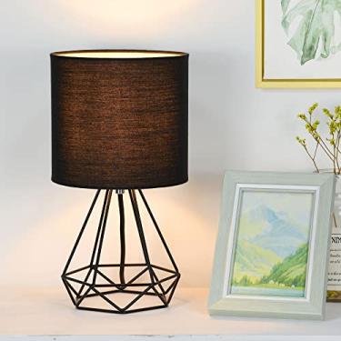 Imagem de Lampwell Luminária De Mesa Pequena Sim Para Sala Estar Como Cabeceira Quarto, Moderna, Infantil, Abajur Noturno, Φ6,69 × A12,44 Pol., Lâmpada Excluída, Preta