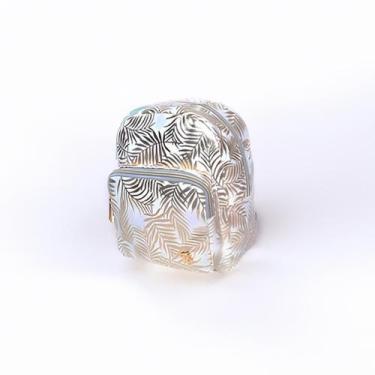 Imagem de Mochila Costas Feminina Brilhosa Folhas Passeio Cor:Branco - Innovaree