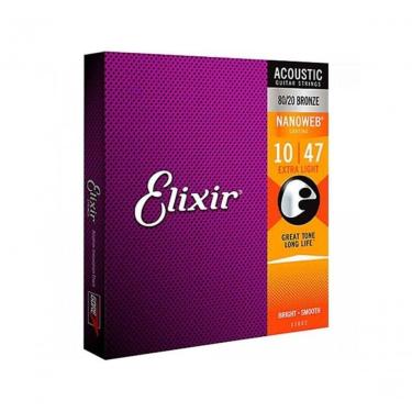 Imagem de Encordoamento Para Violão .010 Extra Light Bronze Nanoweb 11002 Elixir