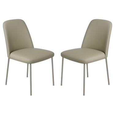 Imagem de Conjunto 2 Cadeiras Londres Couro Areia Metal Champanhe